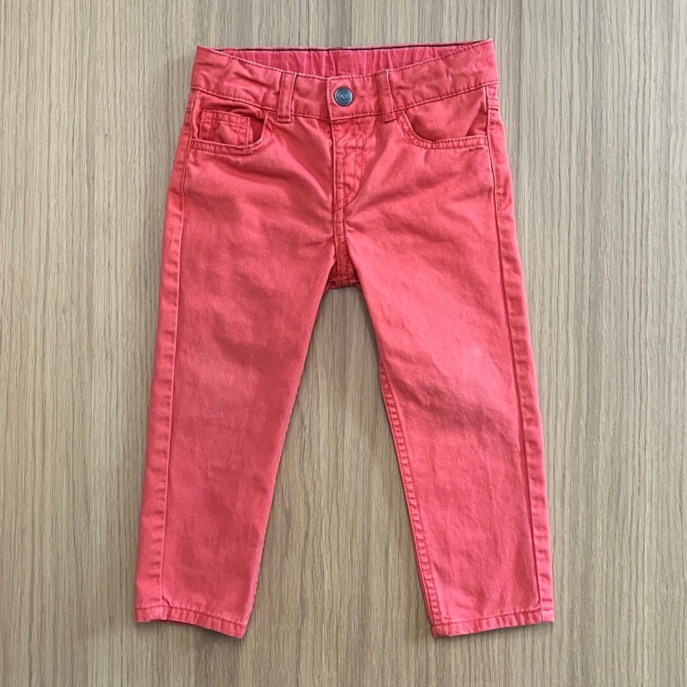 H&M, kid’s Twill cotton pants, size 2/3 Years, Coral red